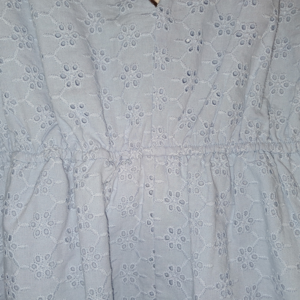 Jessica Simpson NEW cotton eyelet dress size large light blue V neck babydoll - Picture 11 of 12